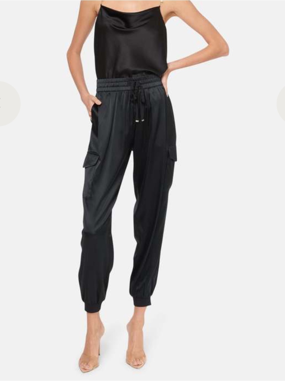 CAMI NYC Black Silk Elsie Cargo Jogger Size Small